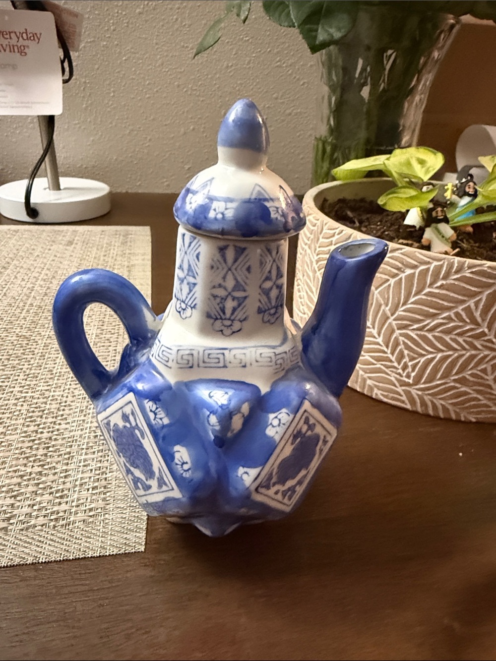 Blue and White Porcelain Teapot Decorative Home Art